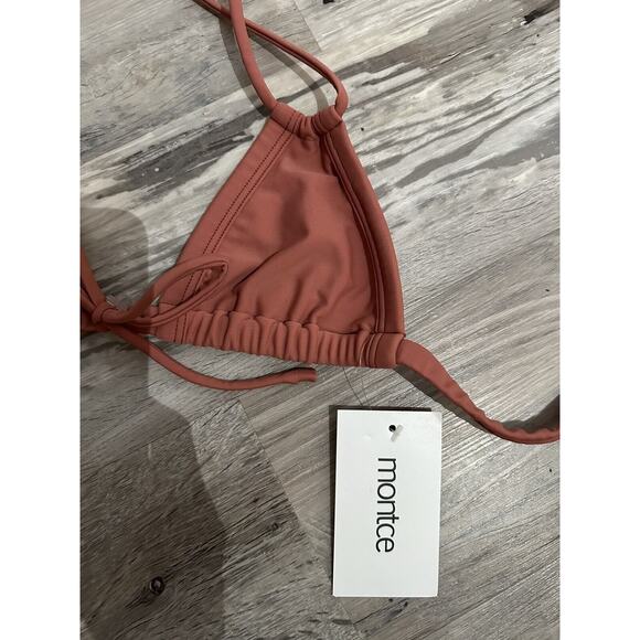 NEW Montce Swim Euro Bow Bikini Ties TOP Size Small Lipstick Mauve Pink NWT - Picture 7 of 7